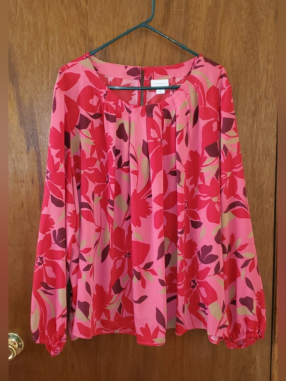 Liz Claiborne Pink and Red Floral Blouse